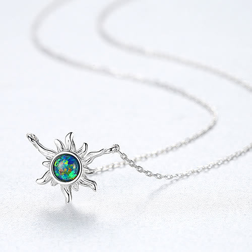 Collier en argent sterling 925 en forme de soleil avec opale Olivenorma