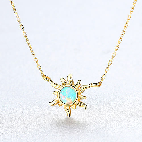 Collier en argent sterling 925 en forme de soleil avec opale Olivenorma