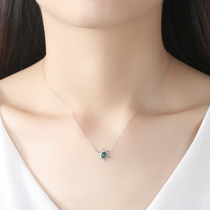 Collier en argent sterling 925 en forme de soleil avec opale Olivenorma