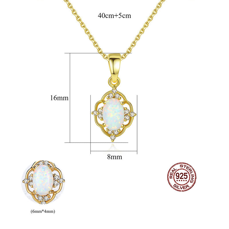 Collier en argent sterling 925 avec breloque en opale Olivenorma
