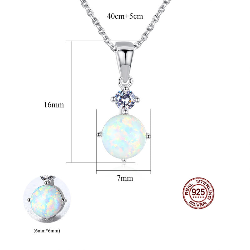 Collier à breloques rondes en argent sterling 925 avec opale Olivenorma