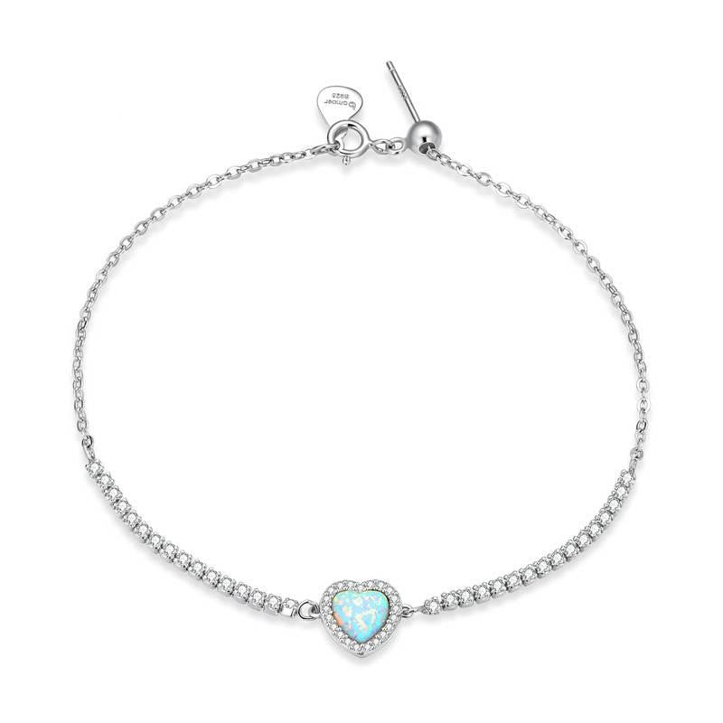 Ensemble de bijoux avec collier et bracelet à breloques en forme de cœur Olivenorma