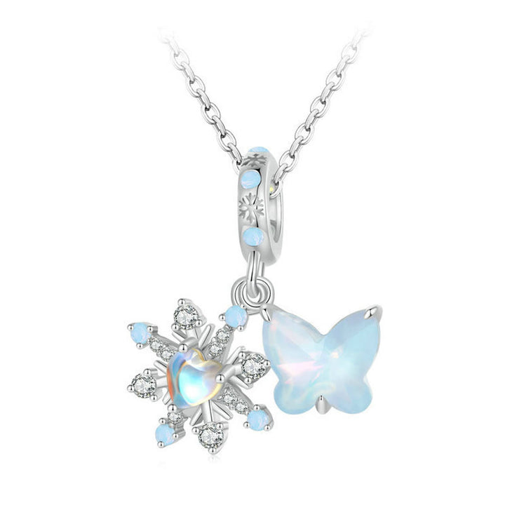 Collier ras du cou en argent S925 avec opale et flocon de neige Olivenorma