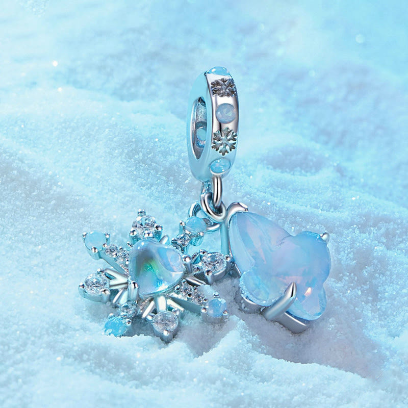 Collier ras du cou en argent S925 avec opale et flocon de neige Olivenorma