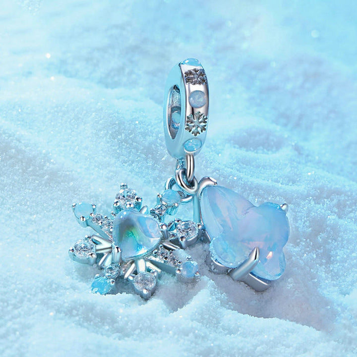 Collier ras du cou en argent S925 avec opale et flocon de neige Olivenorma