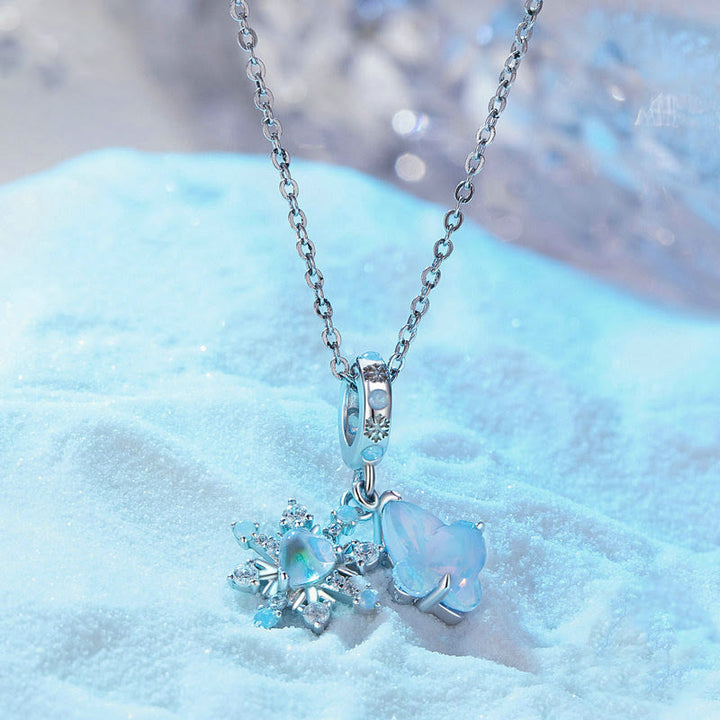 Collier ras du cou en argent S925 avec opale et flocon de neige Olivenorma