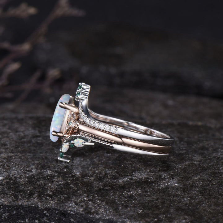 Ensemble de bagues de promesse Olivenorma Eternal Glow Opal