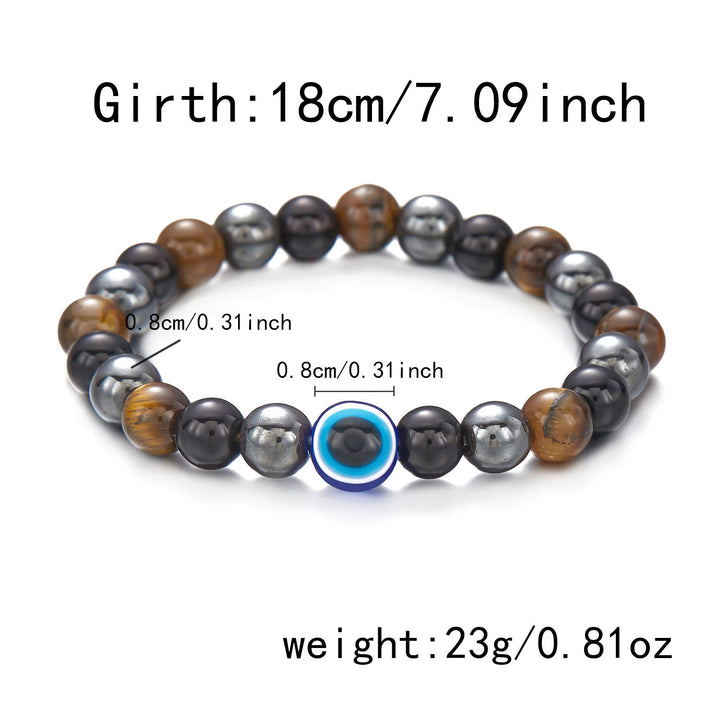 Bracelet de perles contre le mauvais œil en onyx noir naturel Olivenorma