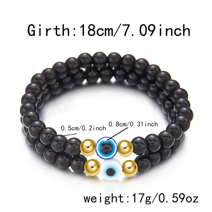 Bracelet de perles contre le mauvais œil en onyx noir naturel Olivenorma