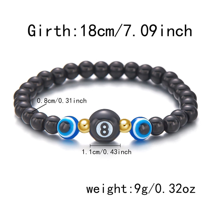 Bracelet de perles contre le mauvais œil en onyx noir naturel Olivenorma