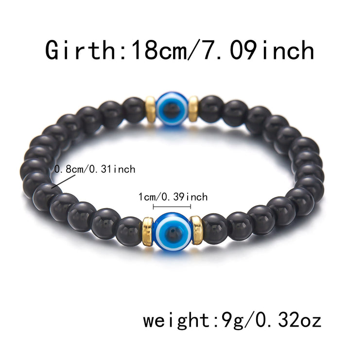 Bracelet de perles contre le mauvais œil en onyx noir naturel Olivenorma