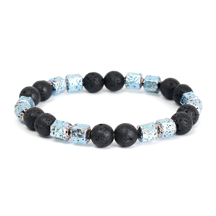 Bracelet en perles d'onyx noir et pierre de lave hématite électrolytique Olivenorma