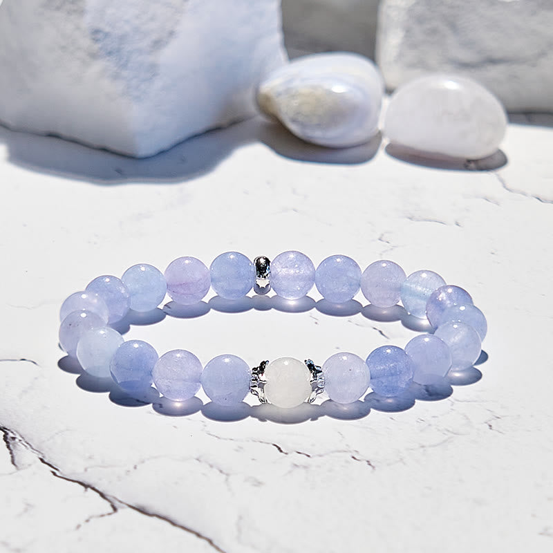 Bracelet en perles de calcédoine bleue naturelle Olivenorma