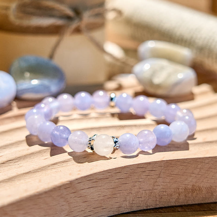 Bracelet en perles de calcédoine bleue naturelle Olivenorma