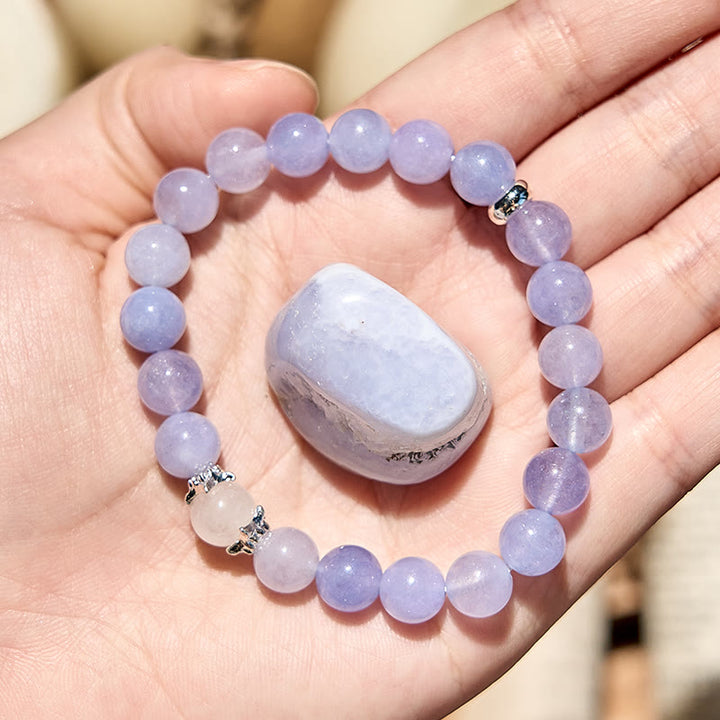 Bracelet en perles de calcédoine bleue naturelle Olivenorma