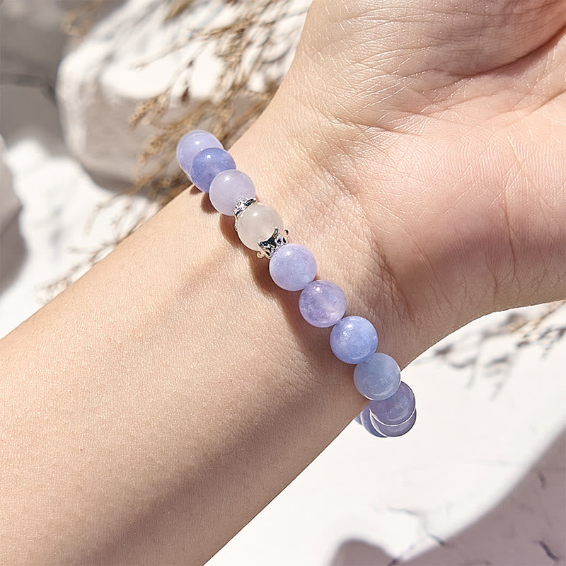 Bracelet en perles de calcédoine bleue naturelle Olivenorma