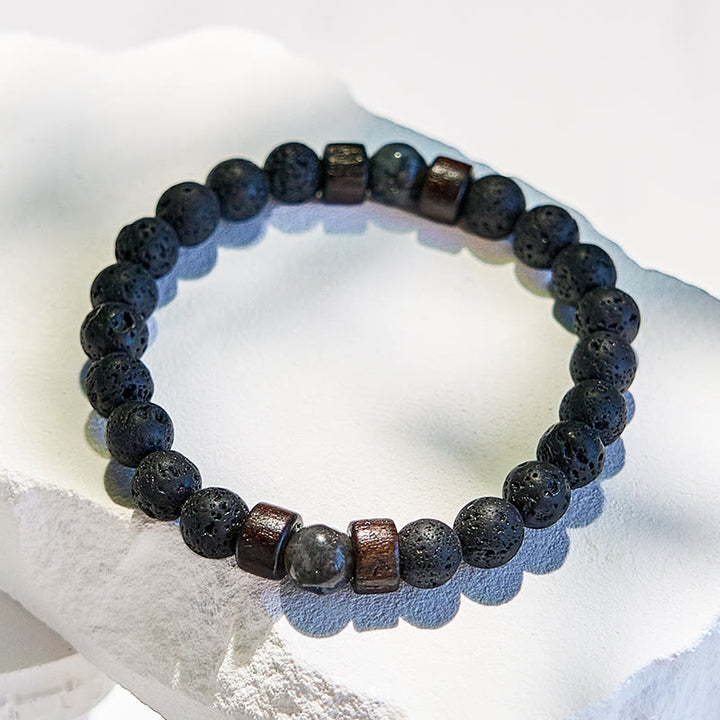 Bracelet en perles de pierre de lave et œil de tigre Olivenorma