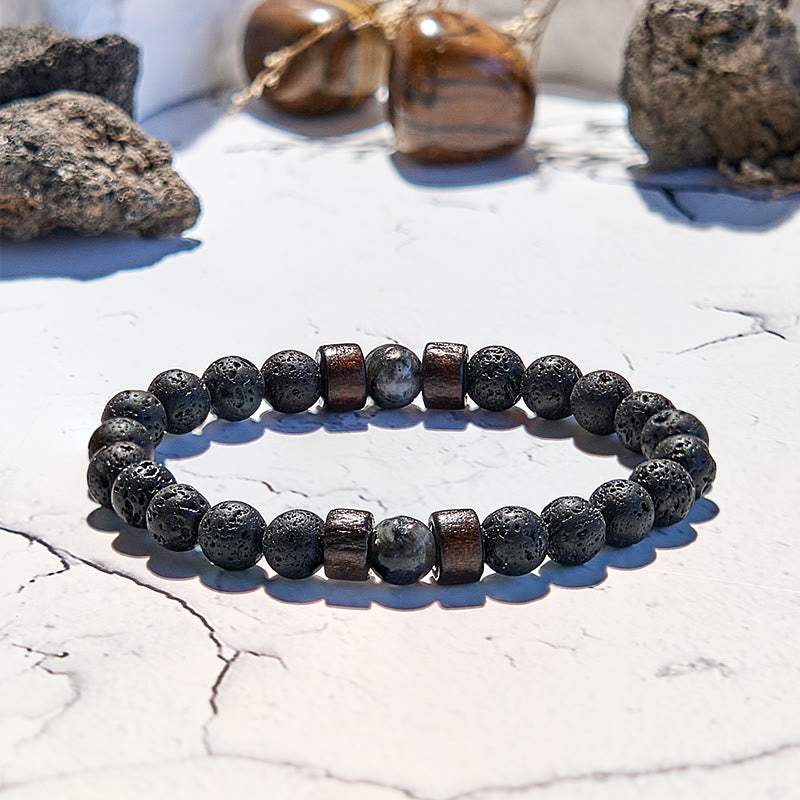 Bracelet en perles de pierre de lave et œil de tigre Olivenorma