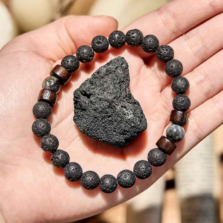 Bracelet en perles de pierre de lave et œil de tigre Olivenorma