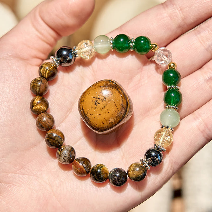 Bracelet de perles en hématite et en œil de tigre et péridot Olivenorma