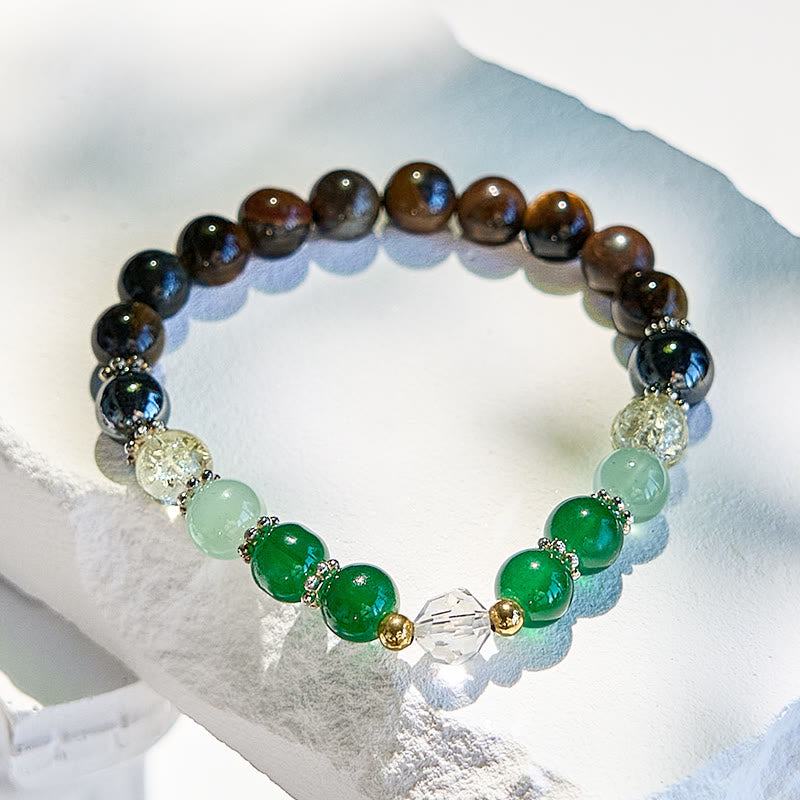 Bracelet de perles en hématite et en œil de tigre et péridot Olivenorma