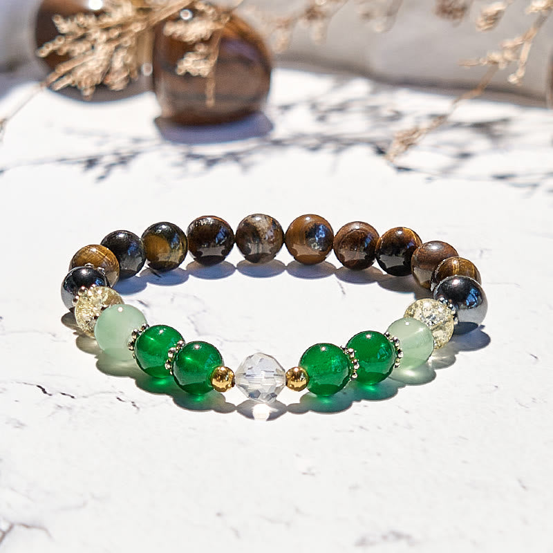 Bracelet de perles en hématite et en œil de tigre et péridot Olivenorma