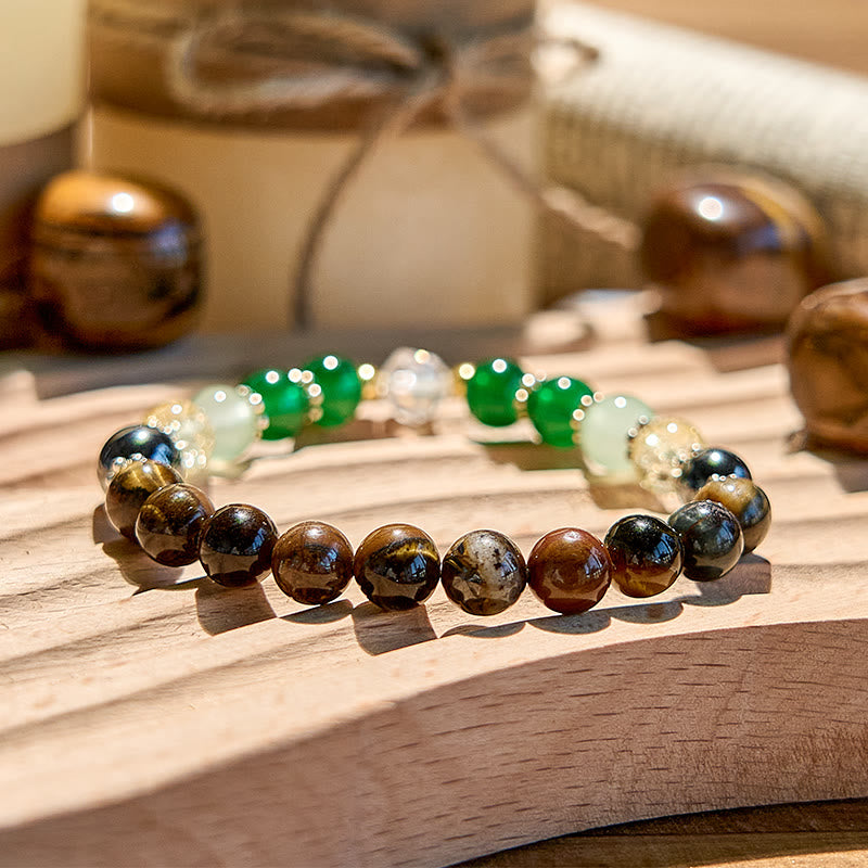 Bracelet de perles en hématite et en œil de tigre et péridot Olivenorma