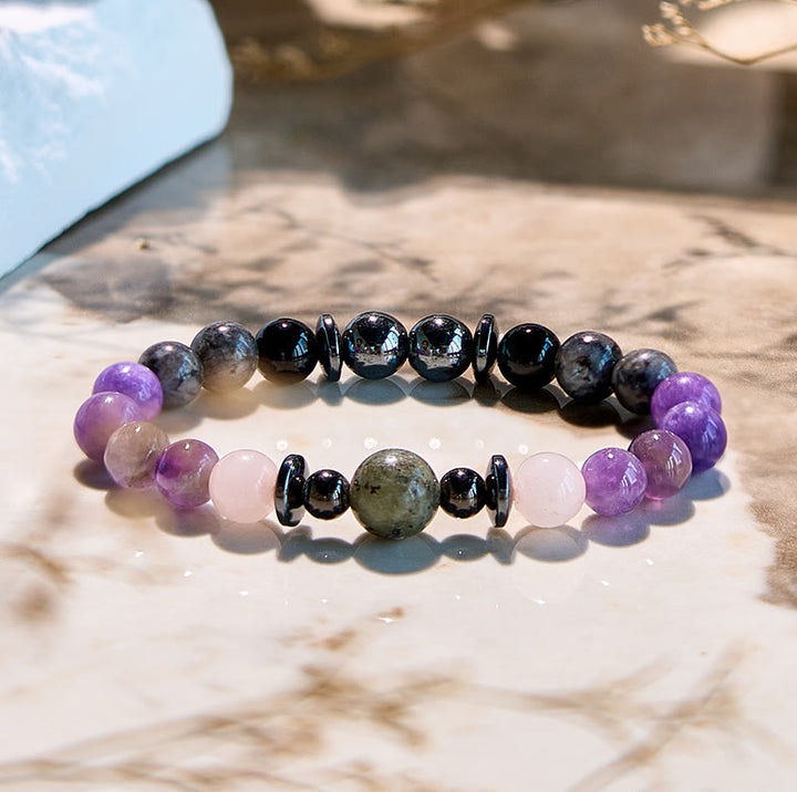 Bracelet de perles en obsidienne et hématite de charoïte naturelle Olivenorma