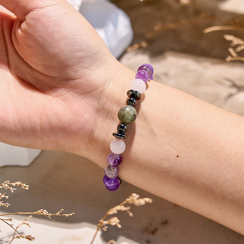 Bracelet de perles en obsidienne et hématite de charoïte naturelle Olivenorma