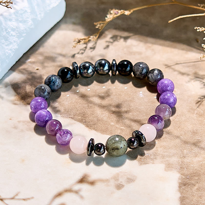 Bracelet de perles en obsidienne et hématite de charoïte naturelle Olivenorma