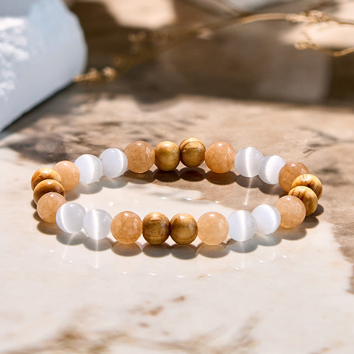 Bracelet de perles en jaspe photo et opalite œil de chat Olivenorma