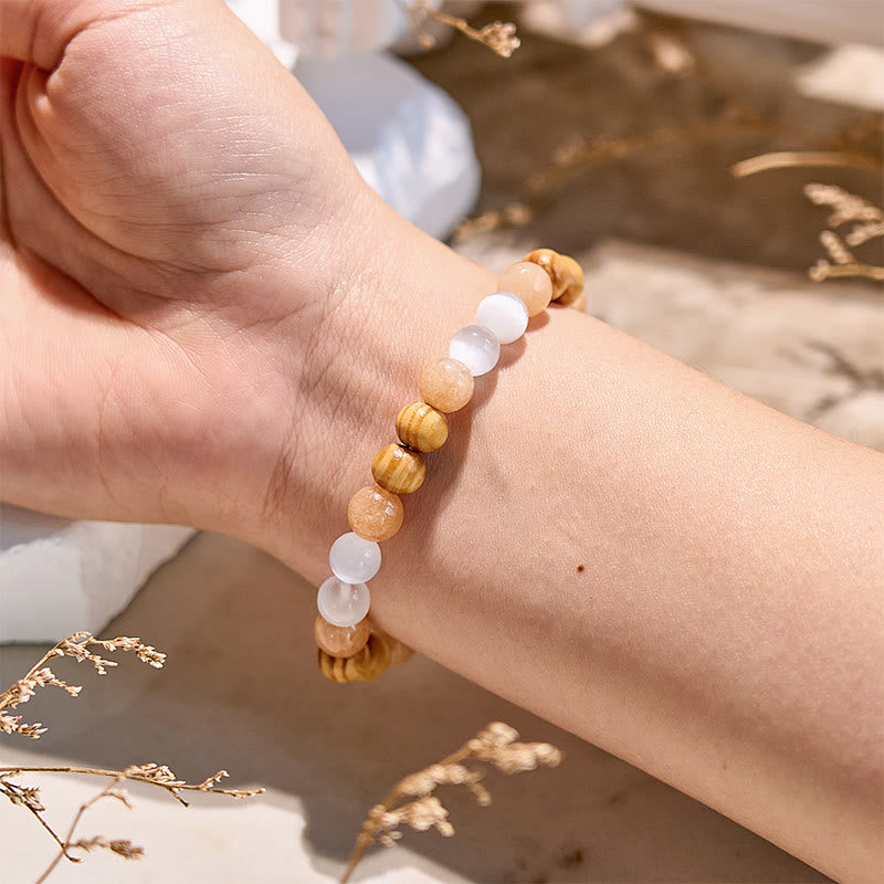 Bracelet de perles en jaspe photo et opalite œil de chat Olivenorma