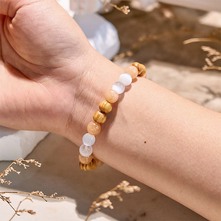 Bracelet de perles en jaspe photo et opalite œil de chat Olivenorma