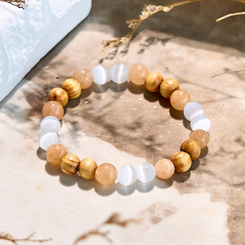 Bracelet de perles en jaspe photo et opalite œil de chat Olivenorma