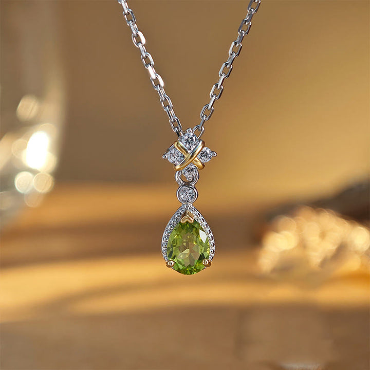 Collier et bague en argent sterling avec péridot naturel Olivenorma