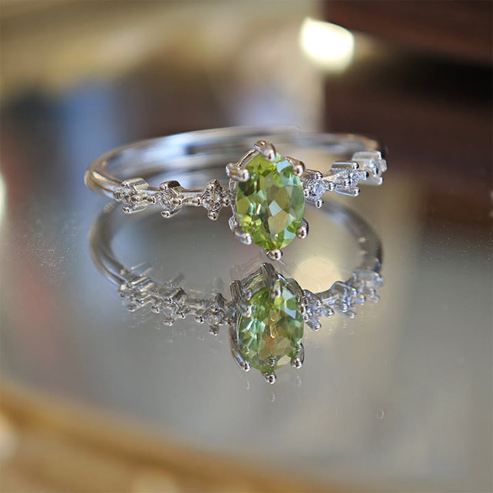 Collier et bague en argent sterling avec péridot naturel Olivenorma