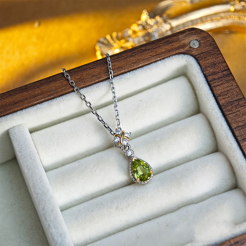 Collier et bague en argent sterling avec péridot naturel Olivenorma