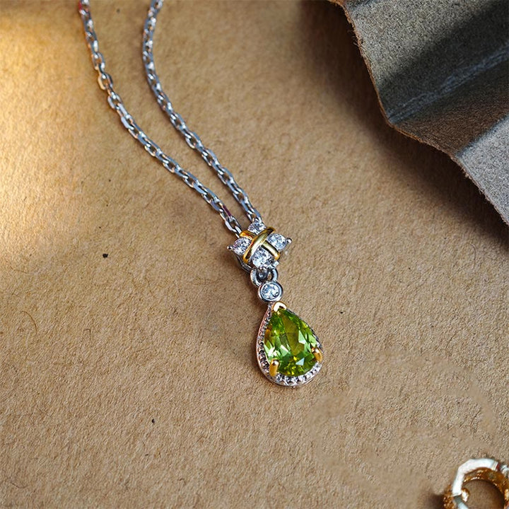 Collier et bague en argent sterling avec péridot naturel Olivenorma