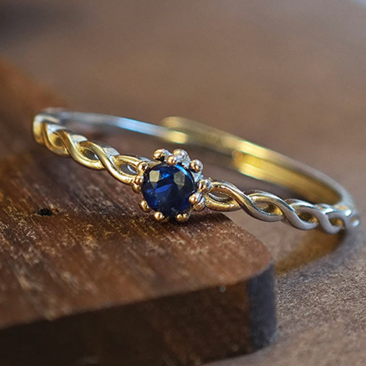 Bague ajustable en argent sterling avec saphir naturel Olivenorma