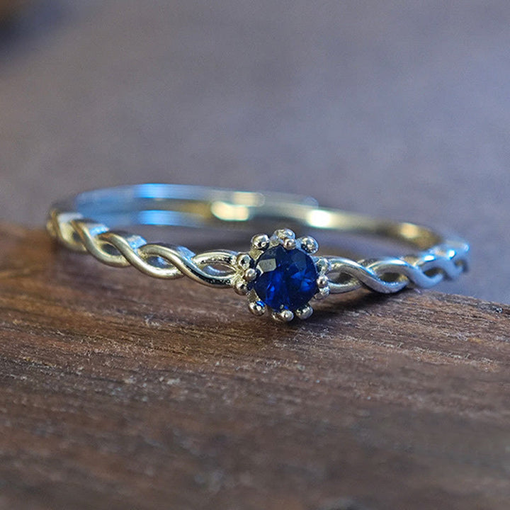 Bague ajustable en argent sterling avec saphir naturel Olivenorma