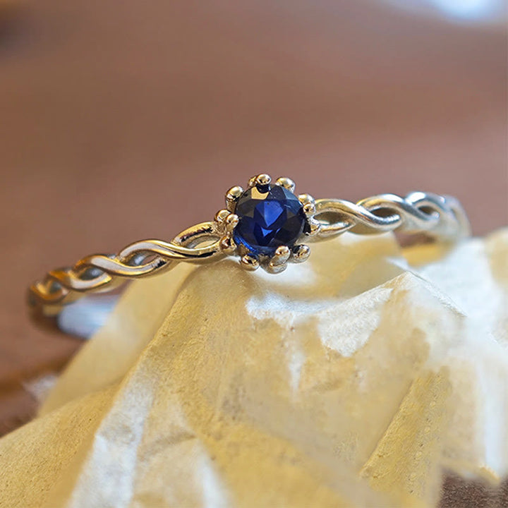Bague ajustable en argent sterling avec saphir naturel Olivenorma