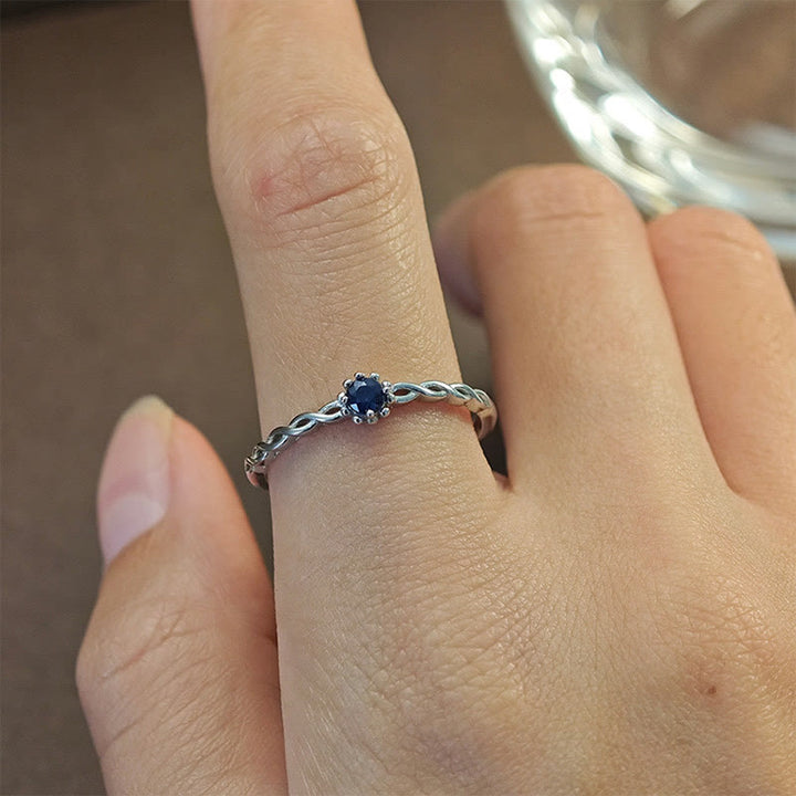 Bague ajustable en argent sterling avec saphir naturel Olivenorma