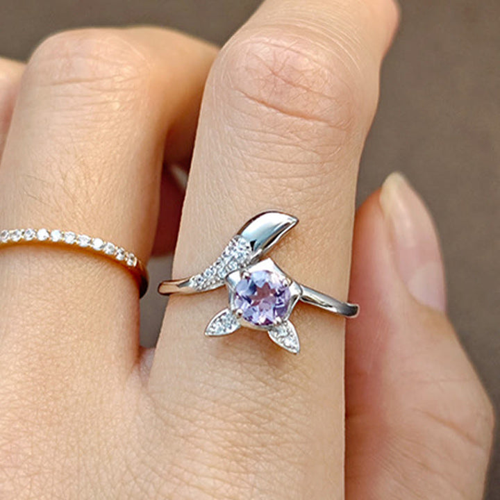 Bague ajustable en argent sterling avec améthyste naturelle Olivenorma
