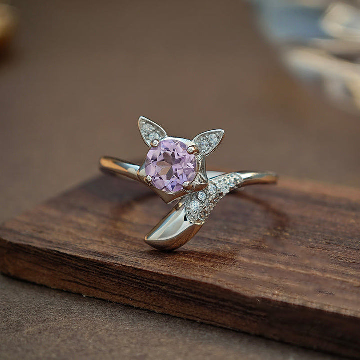 Bague ajustable en argent sterling avec améthyste naturelle Olivenorma