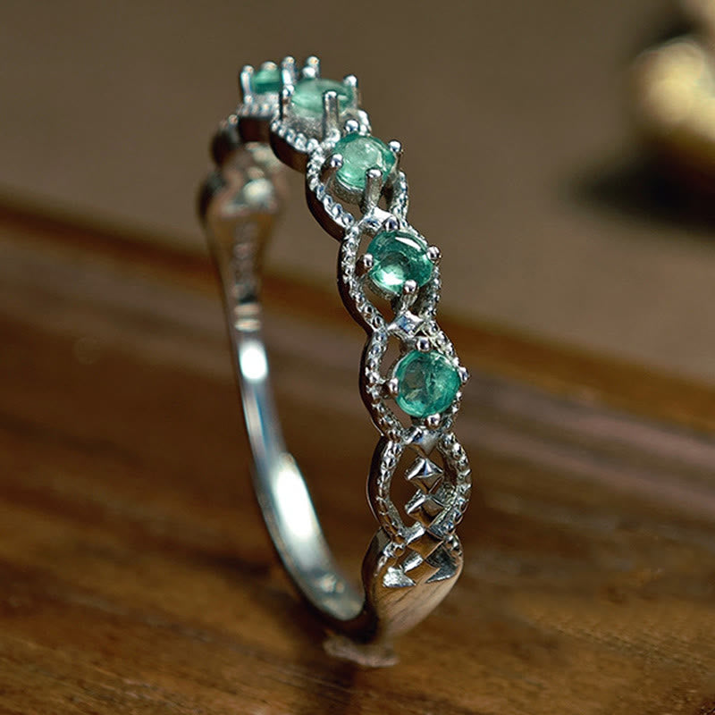 Bague vintage en diamant et émeraude naturelle Olivenorma