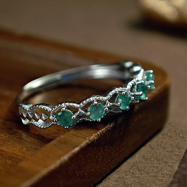 Bague vintage en diamant et émeraude naturelle Olivenorma