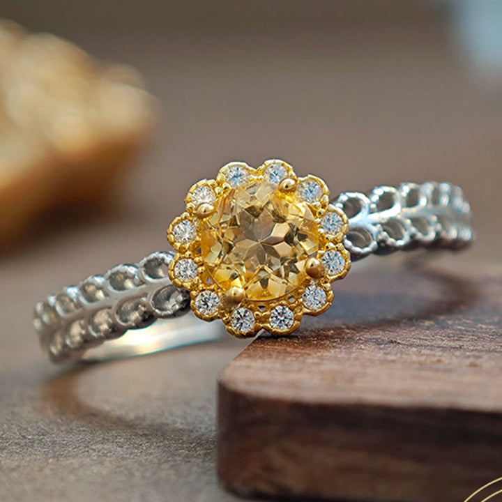 Bague Tournesol Citrine Naturelle Olivenorma