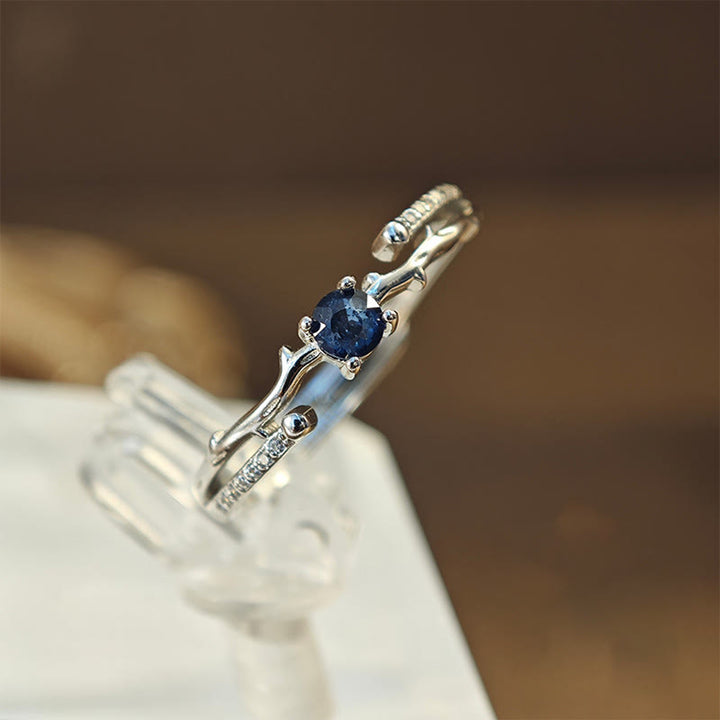 Bague en forme de branche de saphir naturel Olivenorma