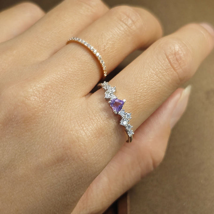 Bague en forme de cœur avec améthyste naturelle Olivenorma