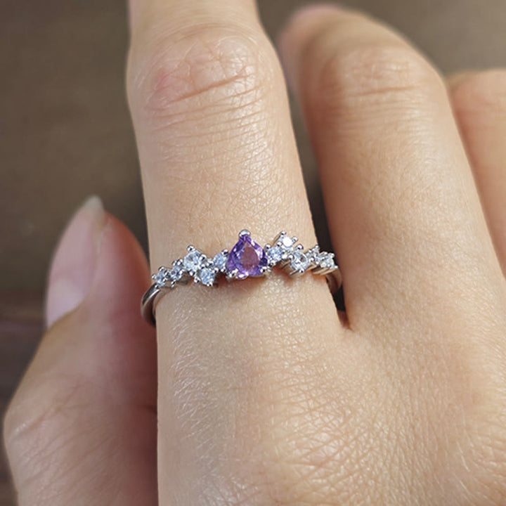 Bague en forme de cœur avec améthyste naturelle Olivenorma